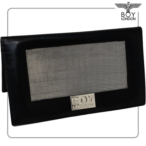 Boy London Men's Black Leather/Metal Mesh Wallet - Picture 1 of 3